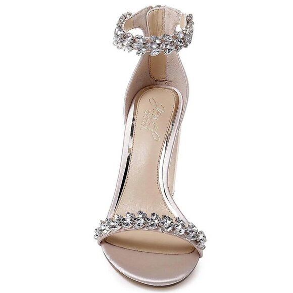 Women's Mayra Block Heel Evening Sandals Champagne Satin - Picture 5 of 9